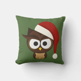 Cojín Decorativo Lechuza enojada usando Santa Hat