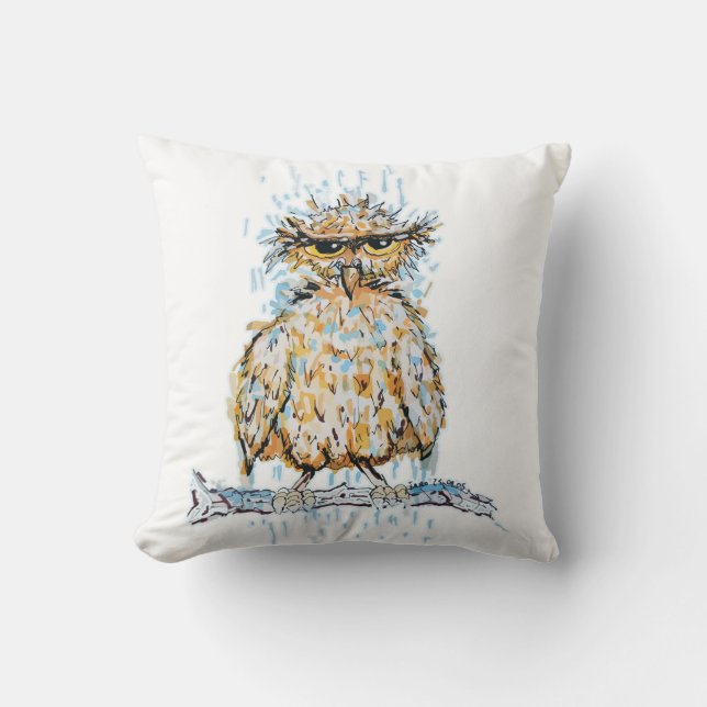 Cojín Decorativo Lechuza húmeda Grumpy (Anverso)