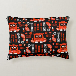 Cojín Decorativo Lechuza Nórdica naranja Y Negro