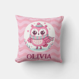 Cojín Decorativo Lechuza rosada con bufanda