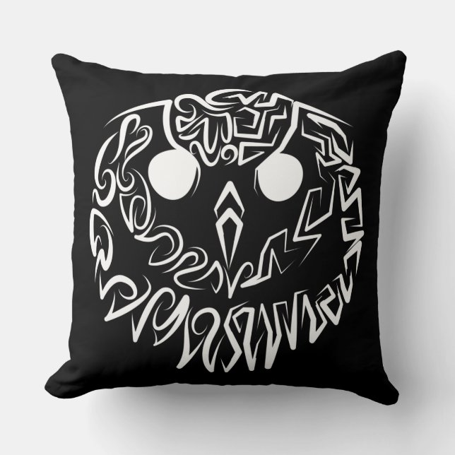 Cojín Decorativo Lechuza Tribal Negra y Blanca (Anverso)