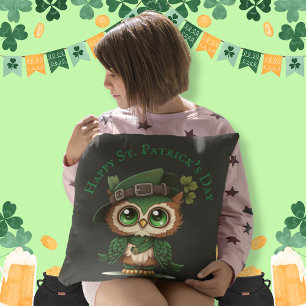 Cojín Decorativo Lechuza verde del Día de San Patricio
