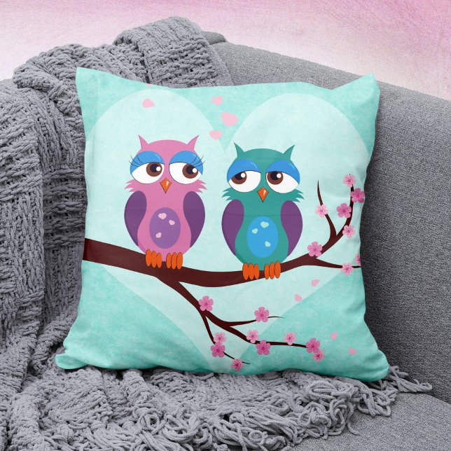 Cojín Decorativo Lechuzas aman en primavera pájaros Personalizados  (Subido por el creador)