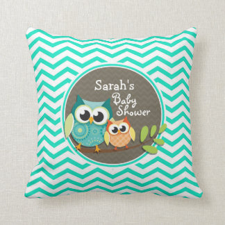 Cojín Decorativo Lechuzas Cutas; Aqua Green Chevron