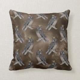 Cojín Decorativo Lechuzas grises cortadas en marrón