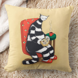 Cojín Decorativo Lector Amante de Libros de Gatos