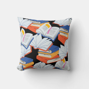 Cojín Decorativo Lectura del Club de Libros de Libros Azules Rojos