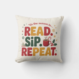 Cojín Decorativo Leer Beber Repetir Libro Festivo De Navidad