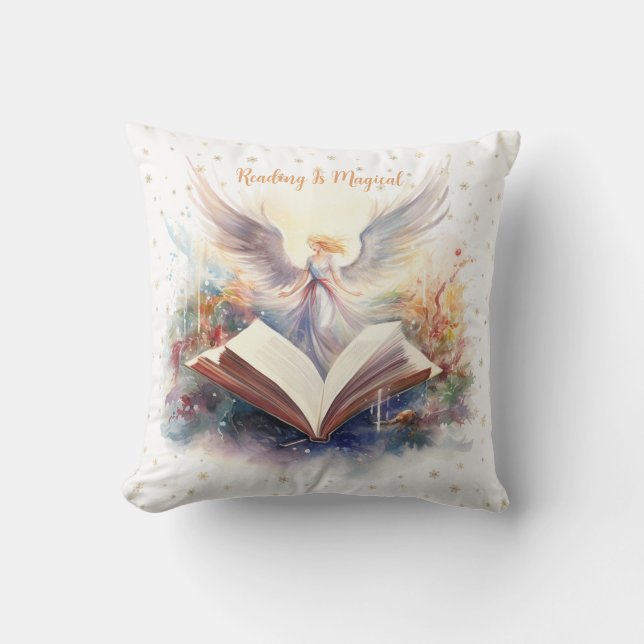 Cojín Decorativo Leer es un mágico diseño de copos de nieve (Anverso)