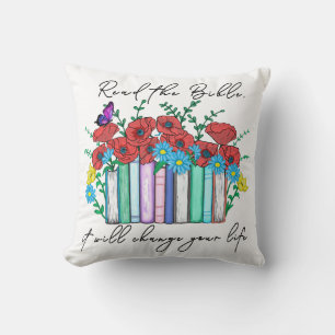 Cojín Decorativo Leer la Floral bíblica