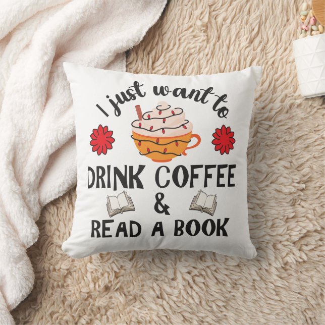 Cojín Decorativo Leer Libro Y Beber Café (Manta)