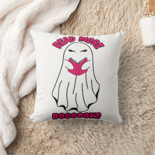 Cojín Decorativo Leer más libros Halloween Ghost Pink