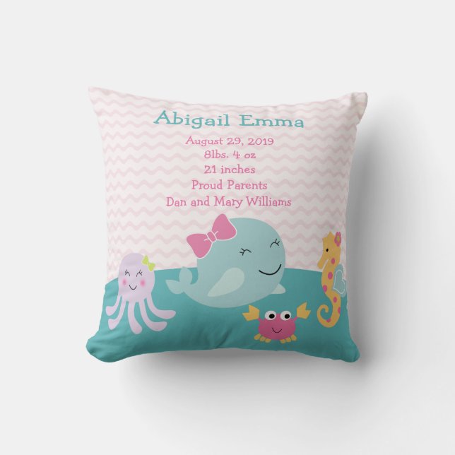 Cojín Decorativo Lejanía de mar personalizada Bebé Pillow Keepsake (Anverso)