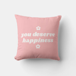 Cojín Decorativo Lema Pastel Rosa Cute Retro Happiness