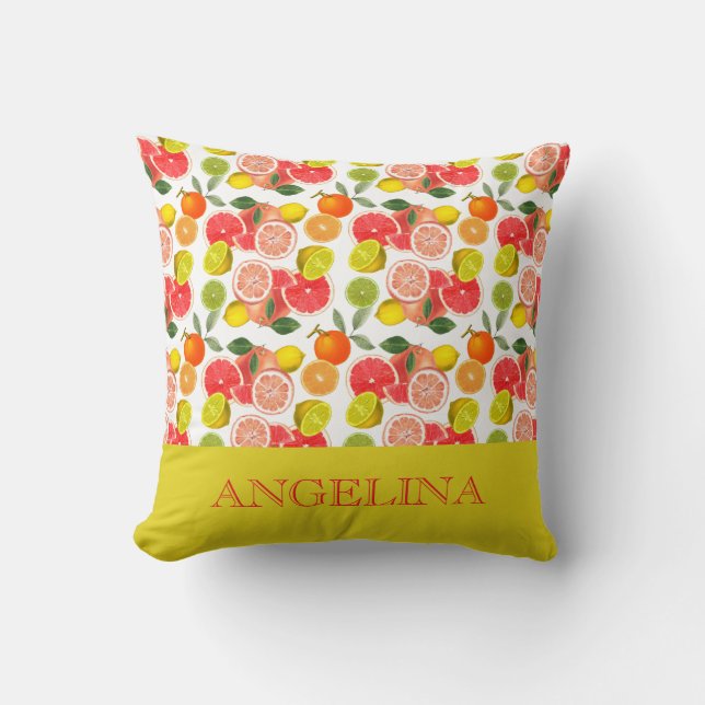 Cojín Decorativo Lemon citrus yellow Pattern  (Anverso)