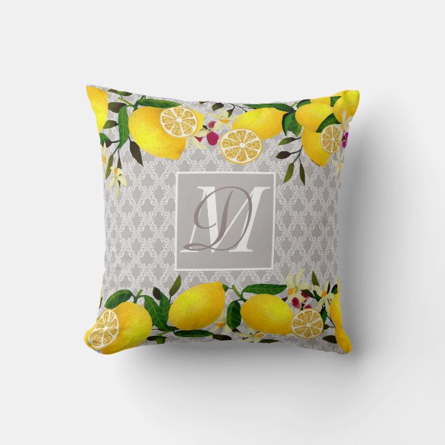 Cojín Decorativo Lemon Days Motif Gray (Anverso)