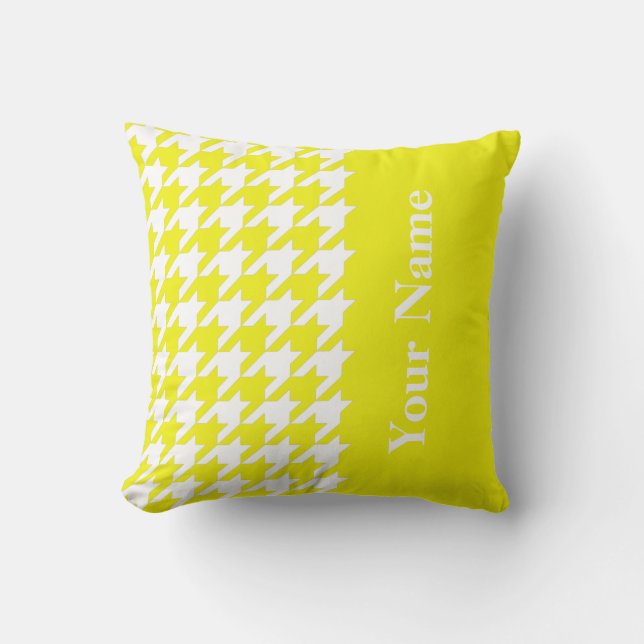 Cojín Decorativo Lemon Elegant Houndstoth con nombre (Anverso)