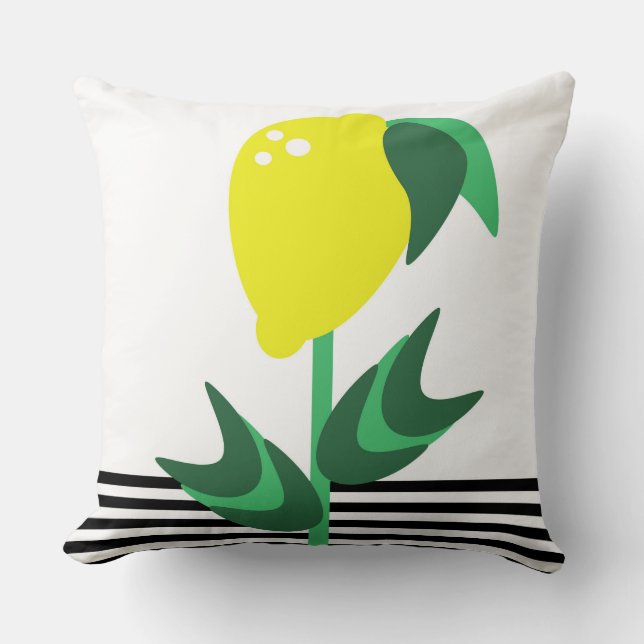 Cojín Decorativo Lemon Fruit Garden Plant Stripes (Anverso)