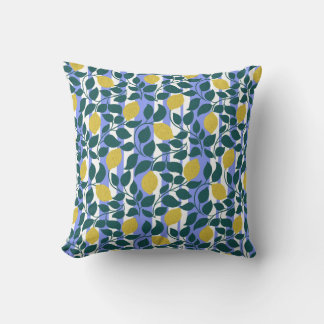 Cojín Decorativo Lemon & Leaf Stripe Azul Botánico Verano