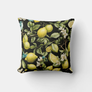 Cojín Decorativo Lemon Lime Noir: Patrón de cítricos en la espalda