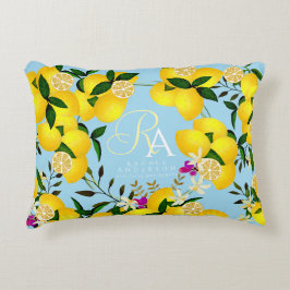 Cojín Decorativo Lemon Monograma Azul