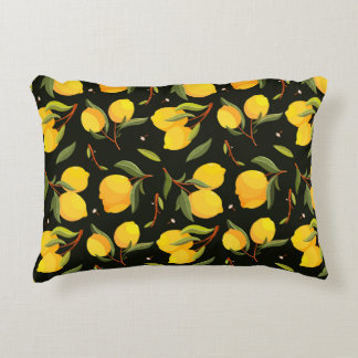 Cojín Decorativo Lemon seamless pattern. Handpainted lemon illustra