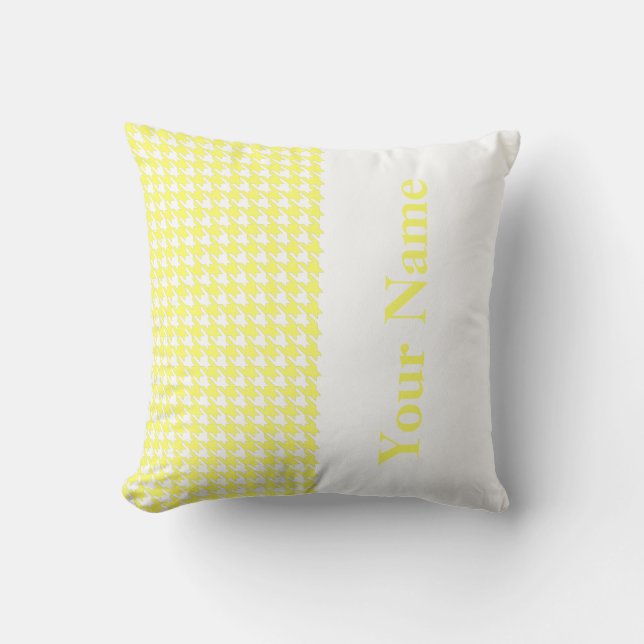 Cojín Decorativo Lemonade Modern Houndstoth con nombre (Anverso)