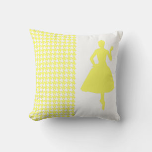 Cojín Decorativo Lemonade Modern Houndstoth con Silhouette