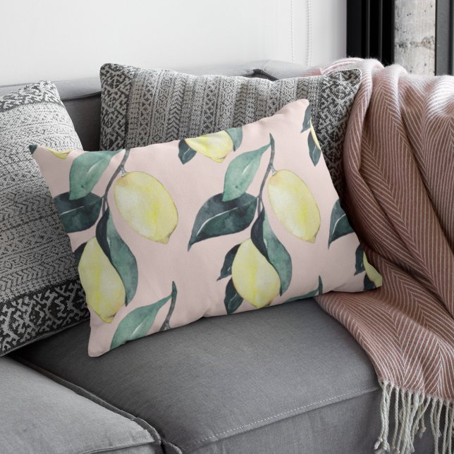 Cojín Decorativo Lemones acuarelas y hojas patrón amarillo Seamless (Subido por el creador)