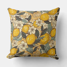 Cojín Decorativo Lemones de verano y flores blancas