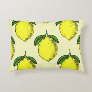 Cojín Decorativo Lemones y hojas: patrón de verano.