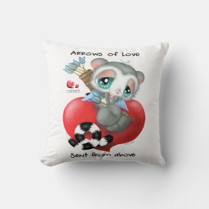 Cojín Decorativo Lémur Cupido Lindo en Corazón - Flechas de Amor