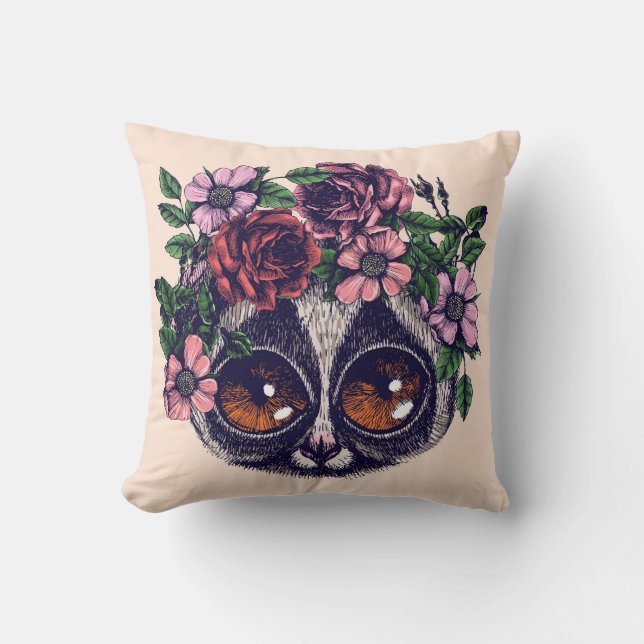 Cojín Decorativo Lemur floral dulce (Anverso)