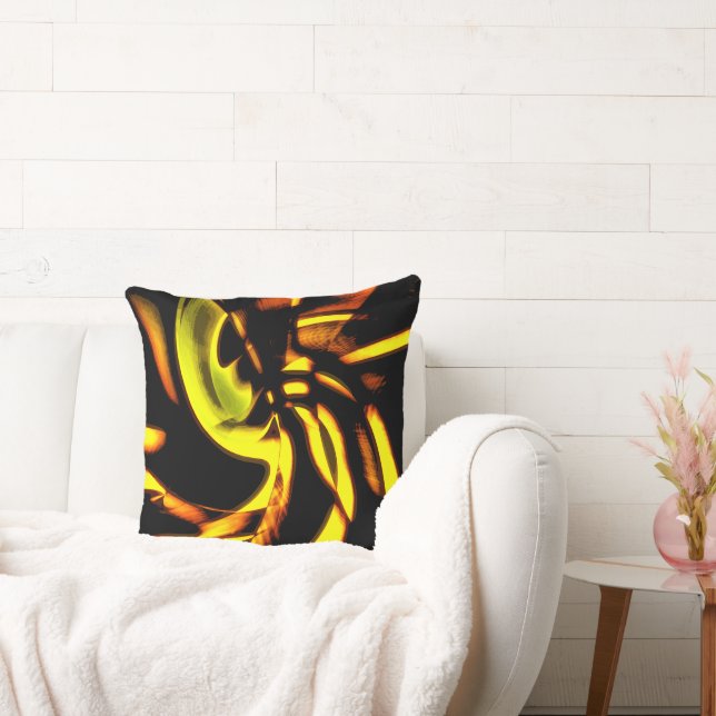 Cojín Decorativo Leña digital con manchas curvadas de amarillo a ma (Sofá)