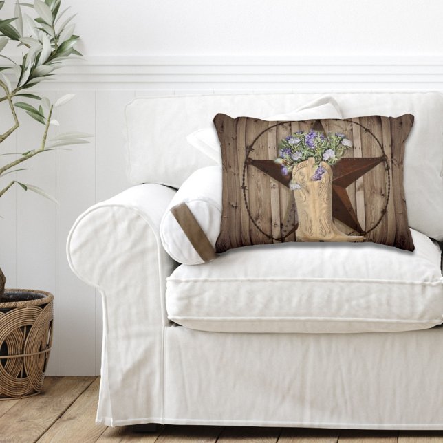 Cojín Decorativo leña rústica silvestre cowboy estrella occidental (western country cowboy boot texas star throw pillow)
