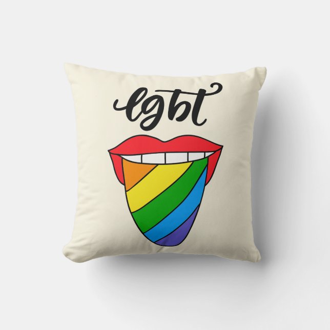 Cojín Decorativo Lengua arcoiris LGBT (Anverso)