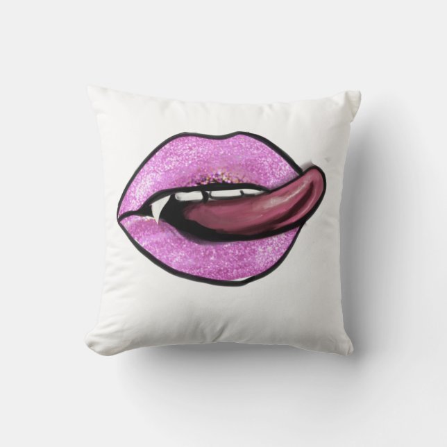 COJÍN DECORATIVO LENGUA ROSA Y LABIOS (Anverso)