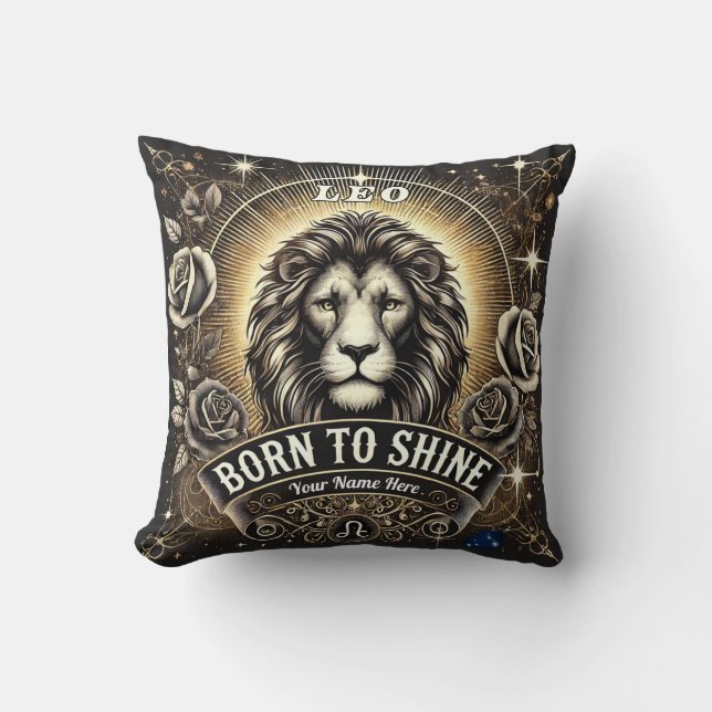 Cojín decorativo Leo "Born to Shine" (Anverso)