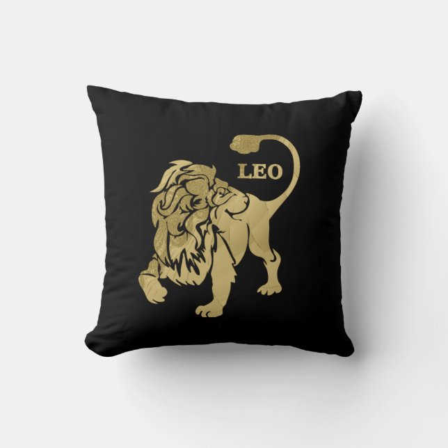 Cojín Decorativo Leo Lion Zodiac Black (Anverso)