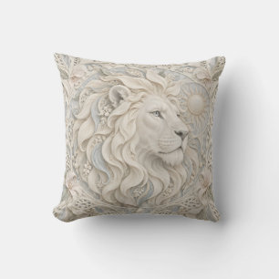 Cojín Decorativo Leo Marfil Azul Estilo Relieve Porcelana