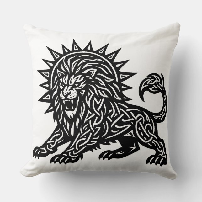 Cojín Decorativo Leo Zodíaco Sol‑Melena León | BurnsInHell (Anverso)