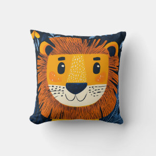 Cojín Decorativo León Amarillo Naranja Azul Habitación de Safari pa