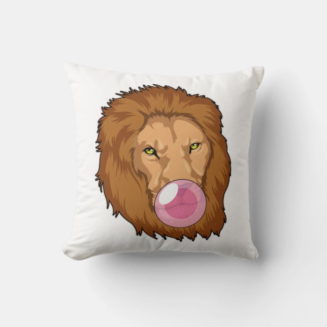 Cojín Decorativo León con chicle de burbuja (Anverso)
