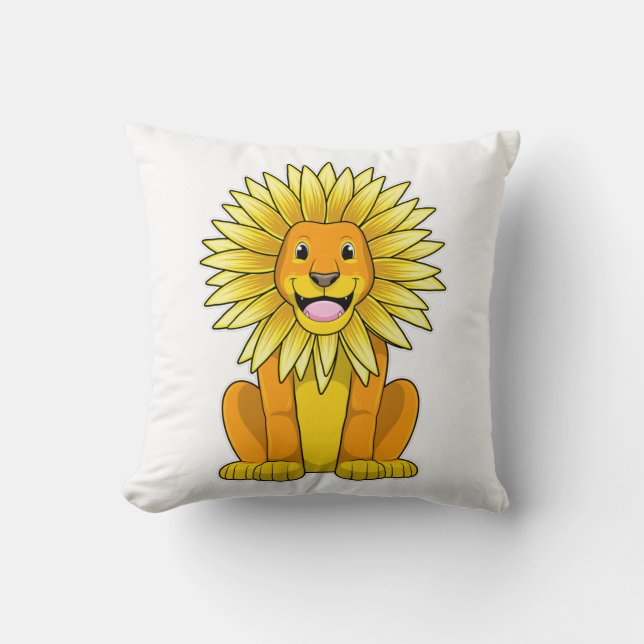 Cojín Decorativo León con flor de girasol (Anverso)