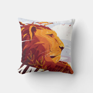 Cojín Decorativo León majestuoso en safari Rey de bestias mentiendo