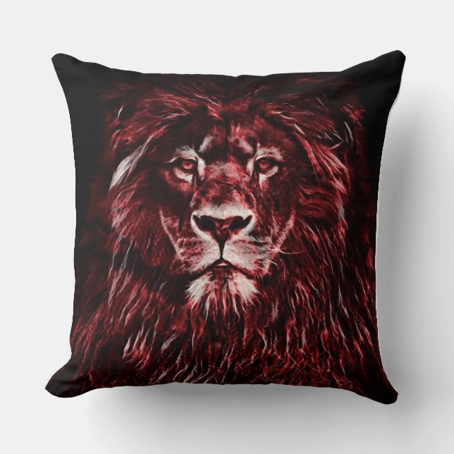 Cojín Decorativo León rojo majestuoso (Anverso)