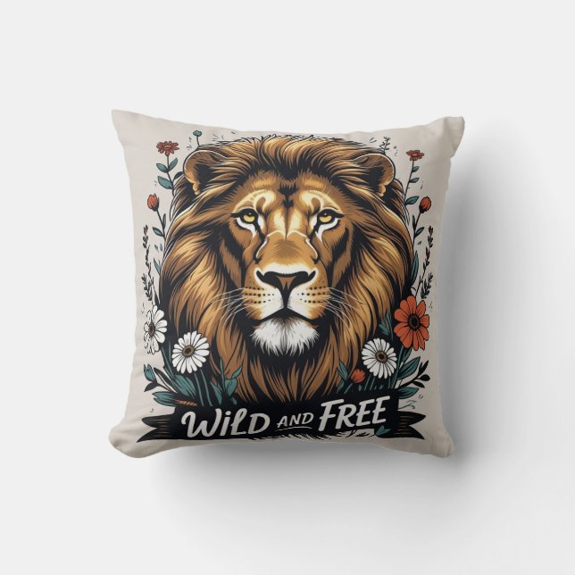 Cojín Decorativo León salvaje y libre (2) (Anverso)