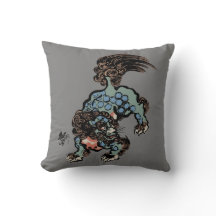 León Shi Chino Antiguo en Gris Medio