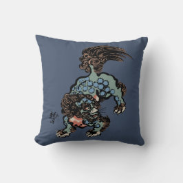 Cojín Decorativo León Shi Chino Vintage en Azul de Vaqueros Azul