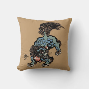 Cojín Decorativo León Shi Chino Vintage en Marrón Camello